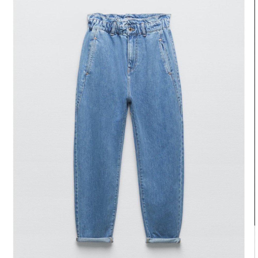 NWT ZARA BAGGY PAPERBAG JEANS